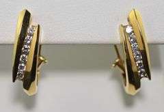 Classy 14K Yellow Gold Channel-Set Diamond Earrings