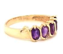 14kt Yellow gold oval amethyst 5 stone band