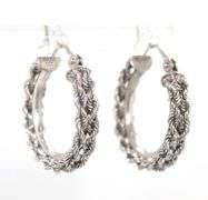 14kt White gold twisted rope hoop earrings