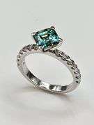 2.Ct Lab Simulated Russian Color Change Alexandrite Asscher Cut Ring