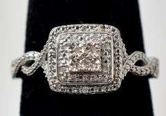Sterling Silver Diamond Cluster Ring