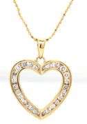 14kt Yellow gold 0.65ctw diamond open heart shaped pendant on chain