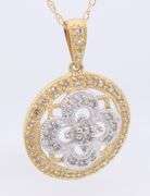 10kt Yellow Gold approximate 0.48ctw Flower Diamond Pendant on Chain