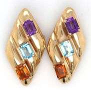 Modern Colorful 14k YG Clip On Earrings