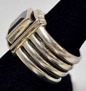 Smokey Quartz Gemstone 1/2 inch Wide Band Ring in Sterling Silver