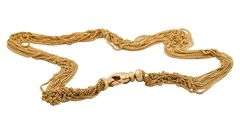 Polished Multi Strand Curb Link Chain Necklace in 18K