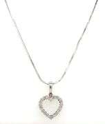 14kt White gold diamond heart shaped pendant on chain