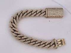 CERTIFIED 10K YELLOW GOLD MIAMI CUBAN DIAMOND LINK BRACELET