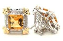 14kt White gold 5ctw Citrine and diamond accent earrings