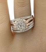 10kt White gold diamond cluster wedding set