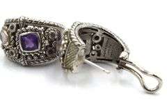 Judith Ripka 925 Silver Silver Amerthyst , Moonstone Earrings
