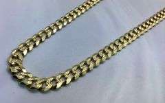 14k Yellow Gold Diamond Cut Cuban Link Chain