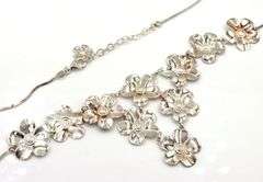 Italian 925 Sterling Silver Floral Design Necklace
