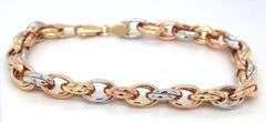 14kt Tri color gold link bracelet