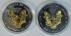 1991 & 2019 2-sided Golden enameled $1 Silver Eagles in capsules