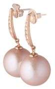 Na Hoku 14.5MM Pink Pearl and 0.20ctw Diamond Drop Earrings in 14K