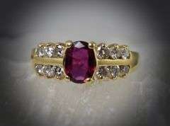 Elegant 14K Yellow Gold Oval Ruby & Diamond Ring