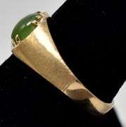 Simple 10K Yellow Gold Green Chalcedony Gemstone Ring