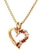 Pretty 14K YG Ruby & Diamond Heart on Necklace