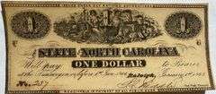 $1 State of North Carolina Raleigh Jan 1 1863 Uncirculated Note.