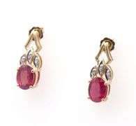 14kt Yellow gold 2.41ctw oval ruby and diamond accent stud earrings