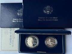 Bill of Rights 1993 Proof Set With Silver Dollar & Half.