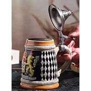 German Beer Stein with Metal Pewter Lid