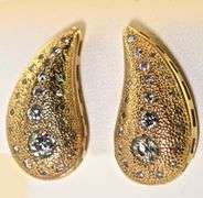 Impressive 14K Yellow Gold Tear Drop Diamond Earrings