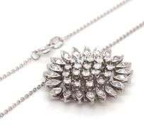 14kt White gold 1.20ctw diamond cluster pendant on chain
