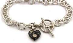 925 Sterling Silver Stephen Dweck Black Diamond Charm Bracelet