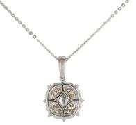 1.18ctw Cushion Round Yellow and White Diamond Double Frame Pendant Necklace in 14K