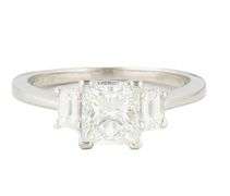 1.65ctw Princess and Emerald Cut Diamond Three Stone Engagement Ring in Platinum