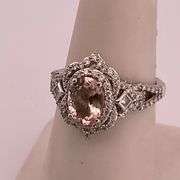 CERTIFIED 14K WHITE GOLD DIAMOND AND TOURMALINE RING