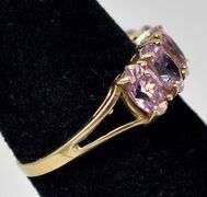 Sparkling 10K Yellow Gold Pink CZ Gemstone Ring
