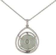 6.50ct Green Quartz and 0.30ctw Diamond Double Frame Pendant Necklace in 14K