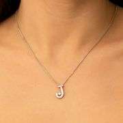 Initial ‘J’ Pendant – Sterling Silver & Dancing Moissanite