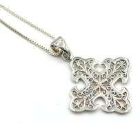 Italian 925 sterling silver Filigree Maltese Cross Necklace