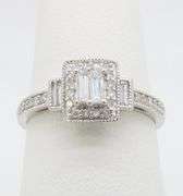 Baguette & Round Diamond Ring in White Gold