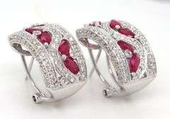 14kt White gold ruby and diamond earrings