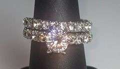 Elegant 3.5 Ctw 14 Kt White Gold Plate Lab Simulated Diamond Band Rings