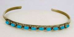 Vintage BCT Zuni Sterling Turquoise Cuff