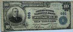 $10 Farmers Deposit National Bank of Pittsburgh Series 1902 Note.