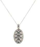 1.25ctw White and Irradiated Teal Diamond Oval Shaped Pendant Necklace in 14K