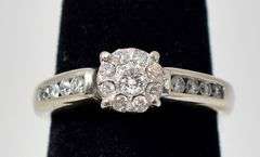 Sparkling 10K White Gold Diamond Ring