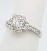 Baguette & Round Diamond Ring in White Gold