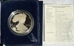1995 P Proof Silver Eagle With Box & Paper