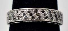 Sparkling 14K White Gold Blue Sapphire Gemstone and Diamond Ring