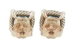 David Yurman Chatelaine Hampton Blue Topaz and Diamond Stud Earrings in Sterling