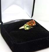 14kt Yellow gold Citrine and peridot crossover ring