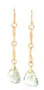 14kt Yellow gold Triangular checkerboard prasiolite dangle earrings